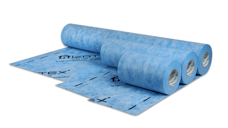 IZOTEX waterproofing membrane with three layers providing excellent adhesion for under-ceramic waterproofing applications in wet areas.